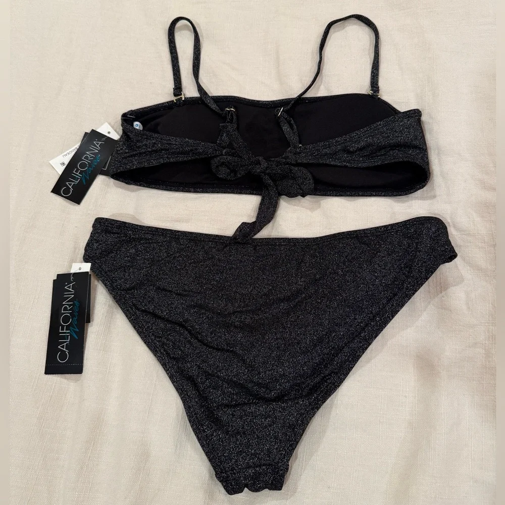 California Waves Sparkling Black Bikini NWT - Picture 2 of 7